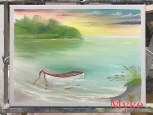 "Beached Boat " Landscape Painting Class w/ Myke   {Bob Ross CRI } 3/24/20
